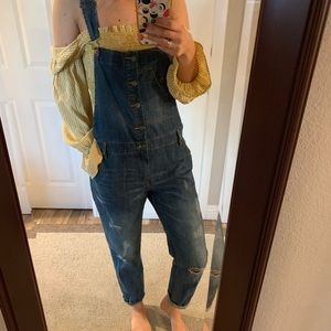 Distressed overalls